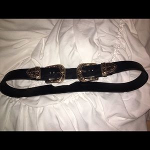 Black and gold double head belt