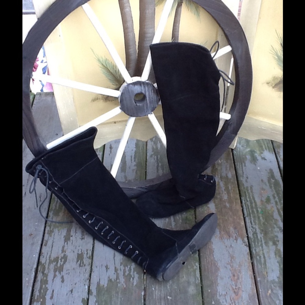 Colin Stuart Suede Lace Up OTK Boots...Cool!! - Picture 2 of 3