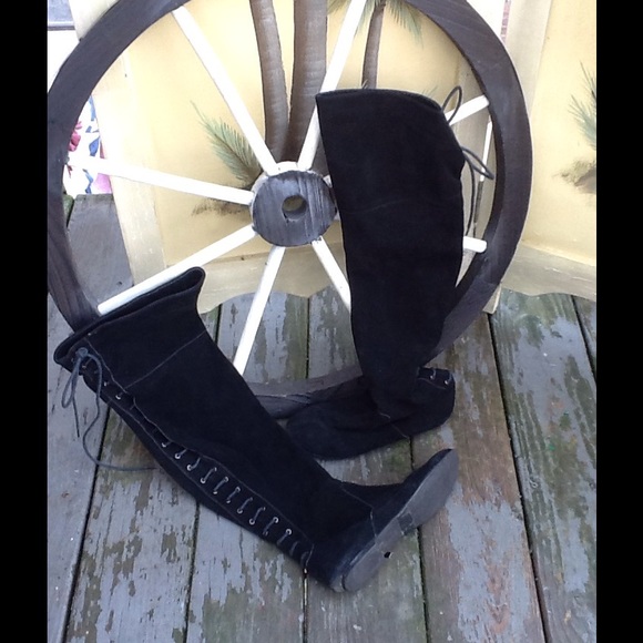 Colin Stuart Suede Lace Up OTK Boots...Cool!! - Picture 2 of 3