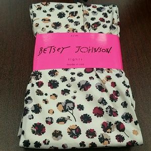 Betsey Johnson burgundy and black flower tights