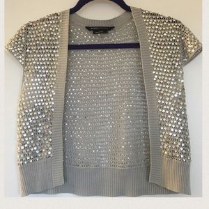 BCBG Silver Sequin Cardigan