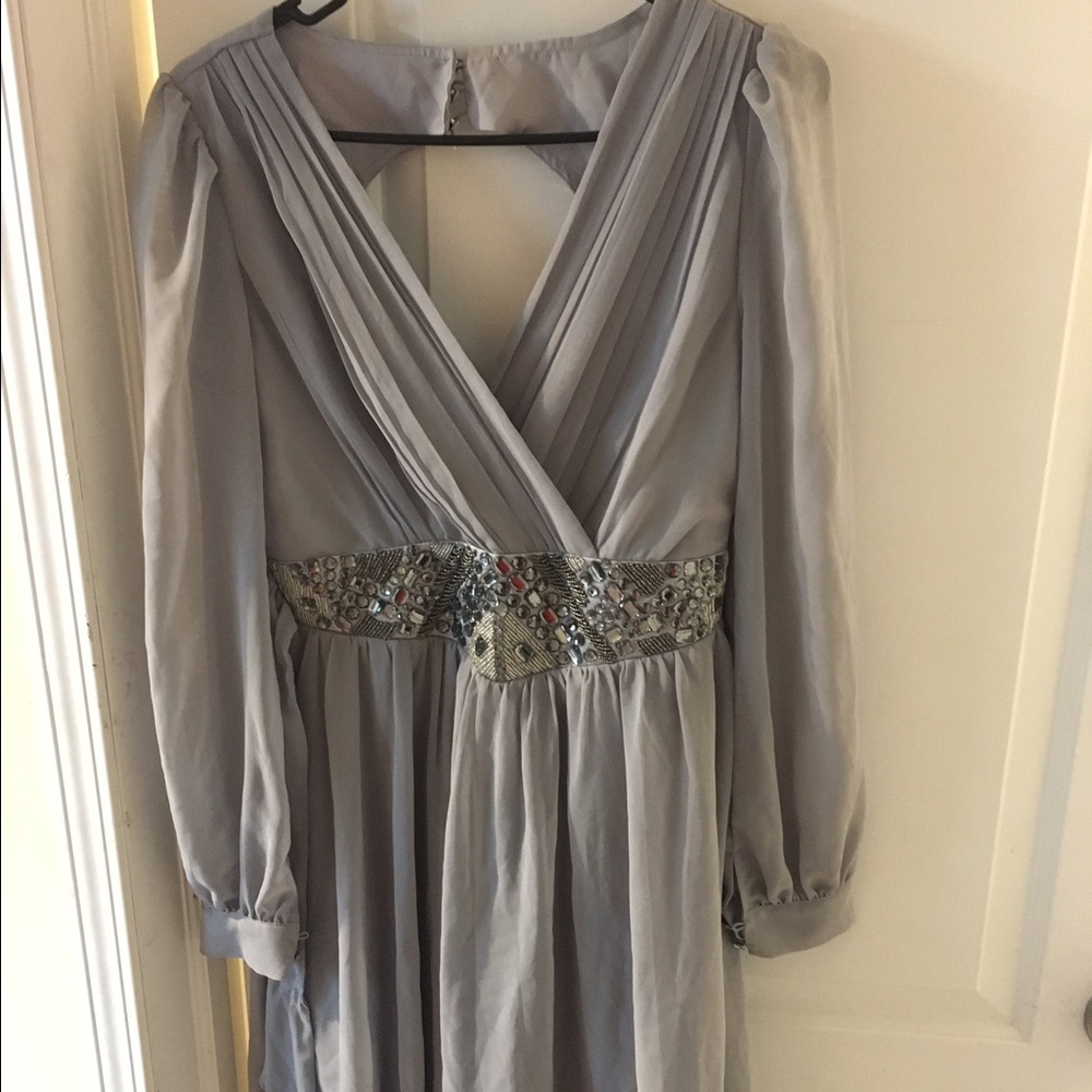 Gray chiffon/embellished dress