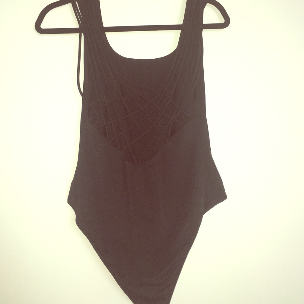 Black Cross Cross Open Back Leotard
