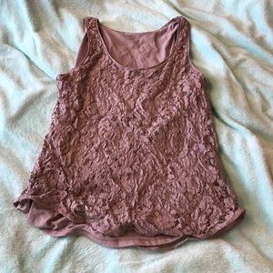 Gray lace Tank Top - Ann Taylor Loft - medium
