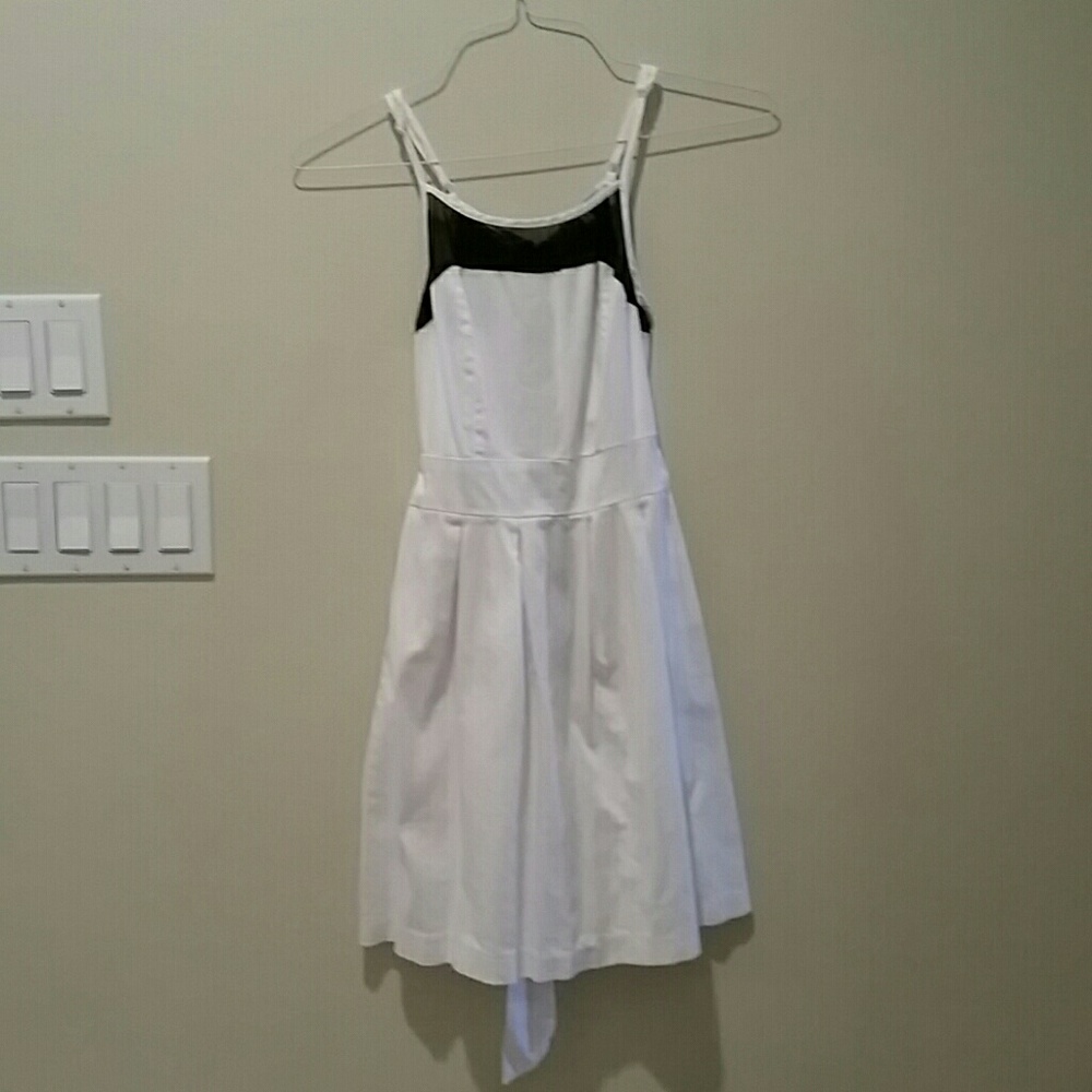 White dress with black sheer detail