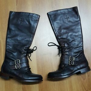 Leather Timberland dark brown boots sz 5