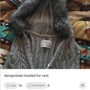 Aeropostale hooded fur vest