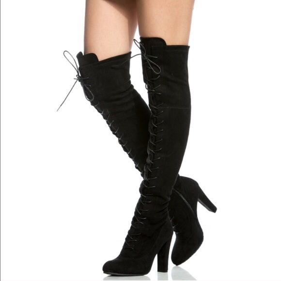 Lace up over the Knee Thigh High Boot - Picture 3 of 6