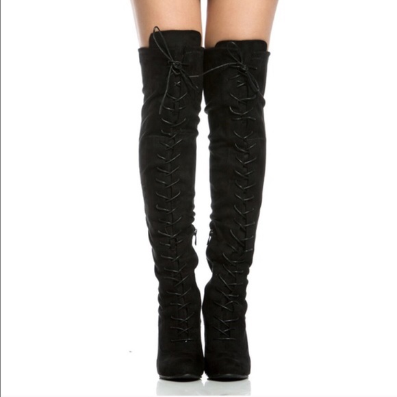 Lace up over the Knee Thigh High Boot - Picture 4 of 6
