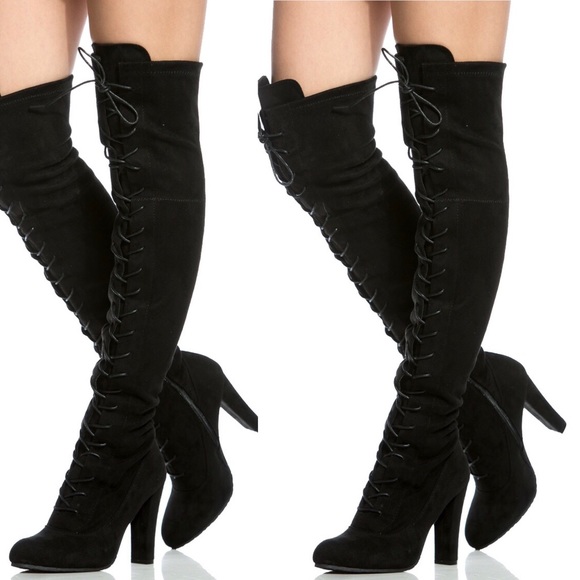 Lace up over the Knee Thigh High Boot - Picture 2 of 6
