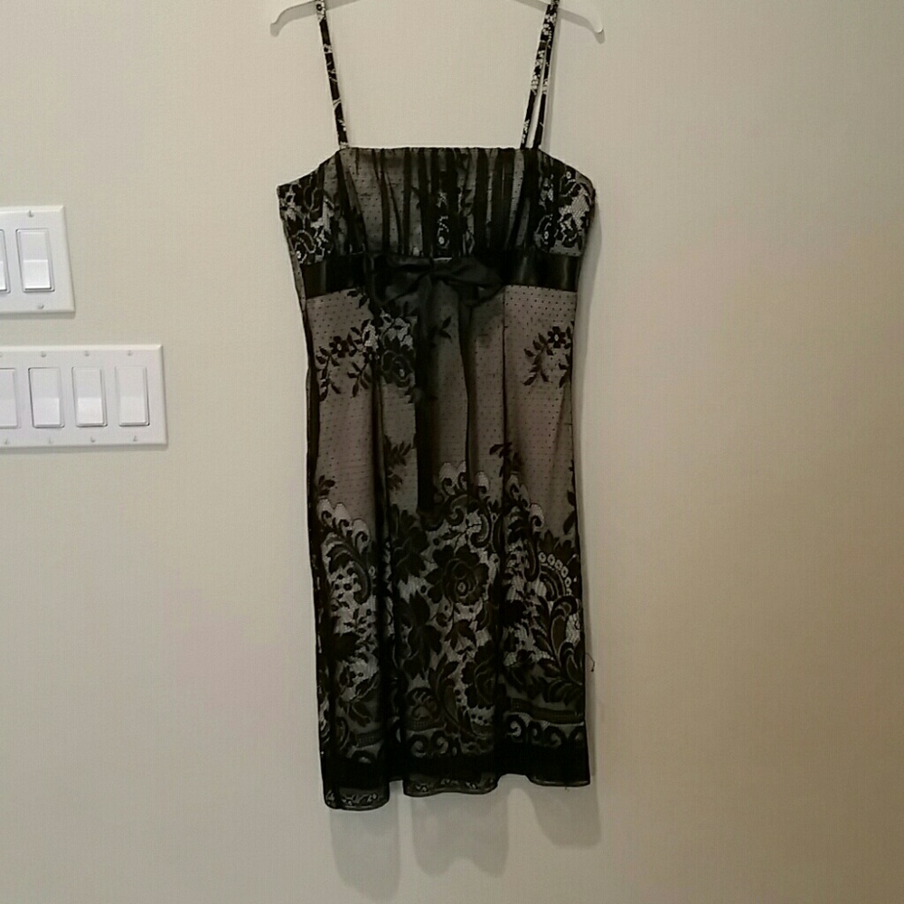 Black lace slip dress