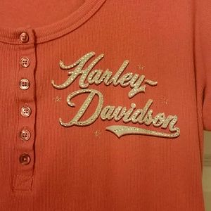 Harley Davidson orange women's top with diamond