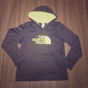 Grey & lime green north face sweatshirt