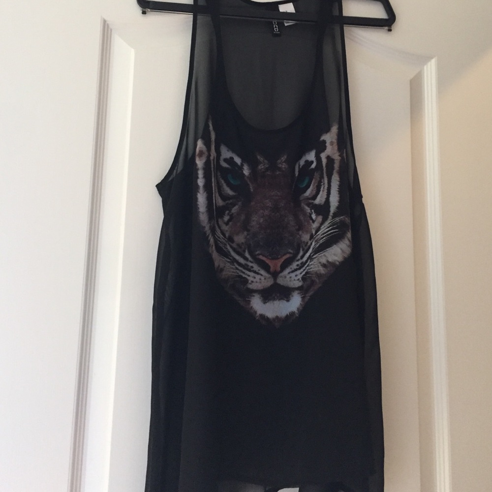 H&M sheer black tiger tank