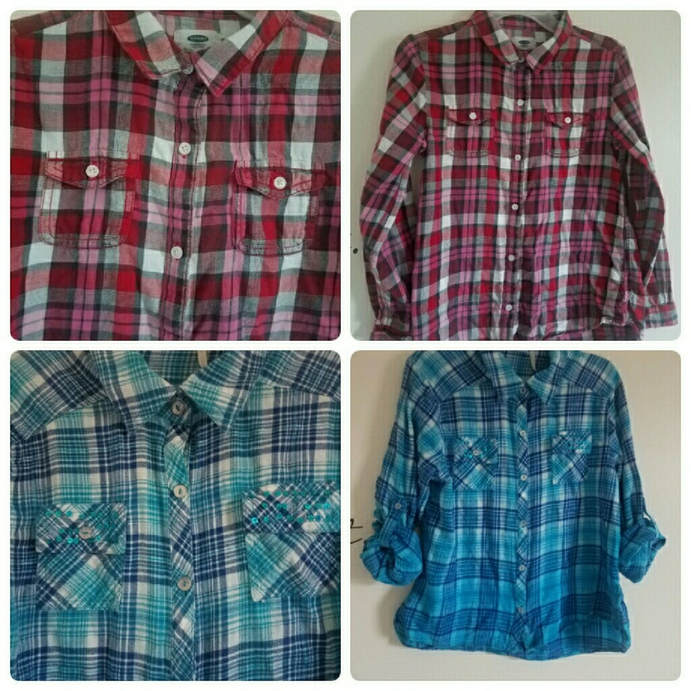 Bundle of girls flannel shirts