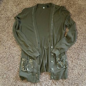 Sequin olive green cardigan!
