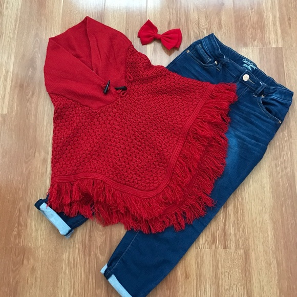 Chillipop Other - 🎉HOST PICK🎉NWOT Girls Red Pancho Sweater