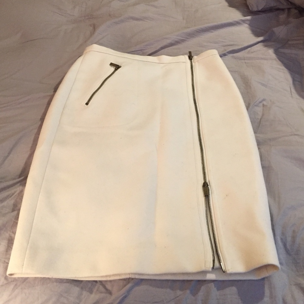 Cream wool silk lined J.Crew pencil skirt