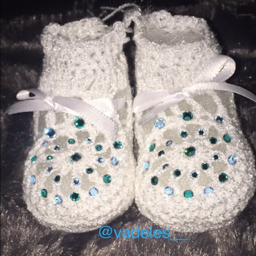 Handmade And New Snow White Baby Booties