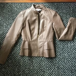 Brown Ruffled Leather Jacket Sz XS