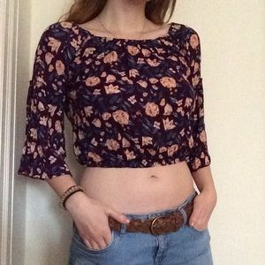 Forever 21 // Purple Floral Flowing Crop Top