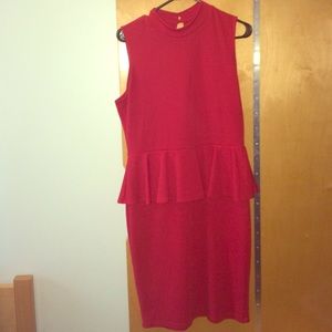 FTF Red Peplum Dress Sz 1X
