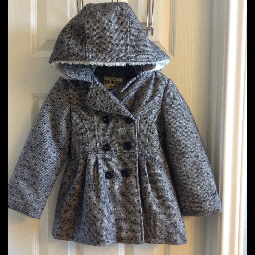 Blue and White hooded girls coat