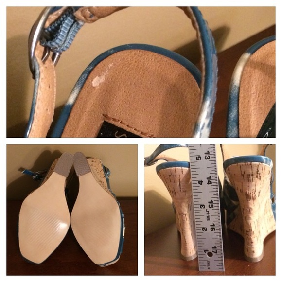 Steve Madden Luxe Sadie blue/white wedges, sz 6.5 - Picture 4 of 4