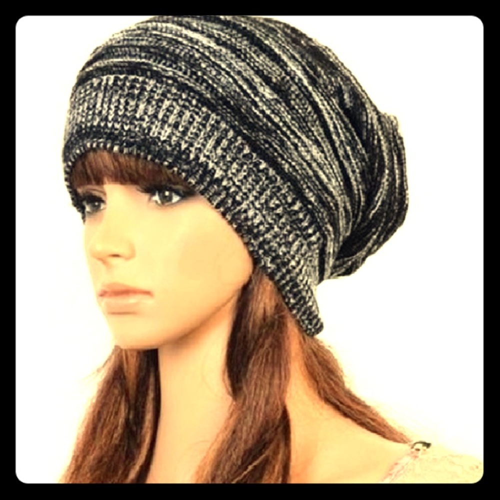 Gray and white unisex beanie
