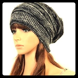 Gray and white unisex beanie