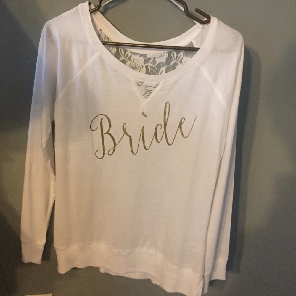 "Bride" white shirt with lace back