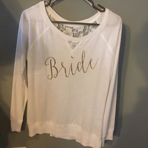 "Bride" white shirt with lace back