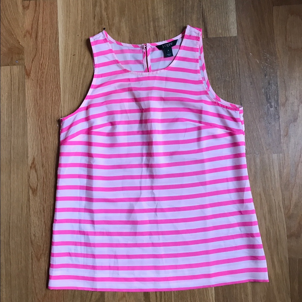J. Crew Factory Pink Striped Tank 0