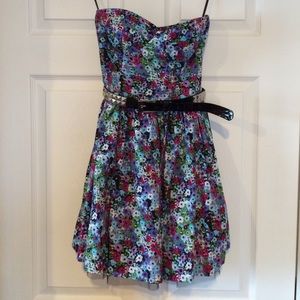 Strapless Floral Dress