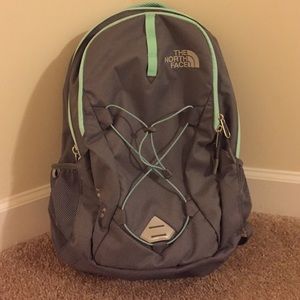 NORTH FACE grey and blue/green backpack