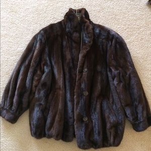 Mink/leather reversible coat