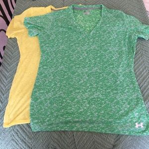 Two Under Armour Heat Gear V-neck Tees