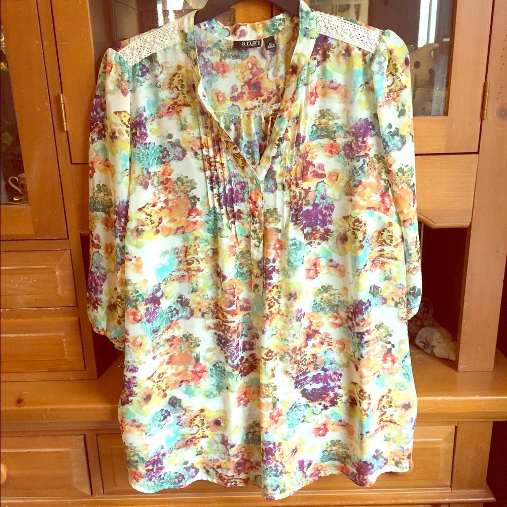 Hi-lo Floral Print Tunic, Plus Size a.n.a