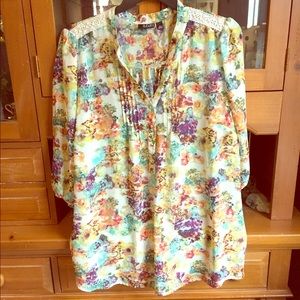 Hi-lo Floral Print Tunic, Plus Size a.n.a