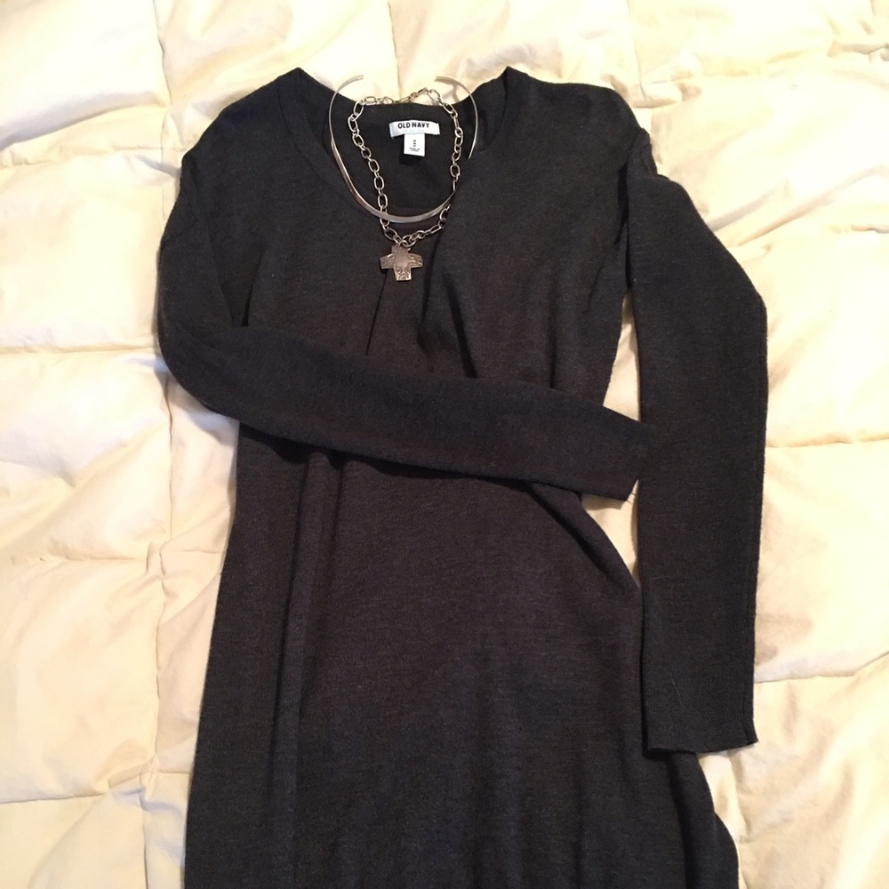 Dark gray sweater dress