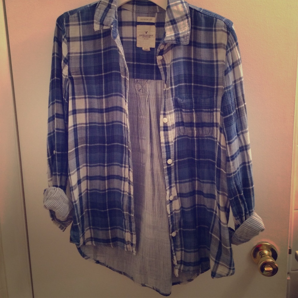 NWOT Blue checkered button down