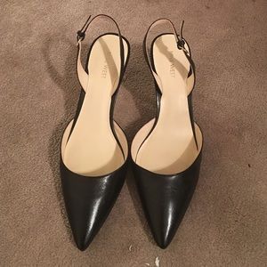 Size10.5, leather Nine West sling back 2" heel.