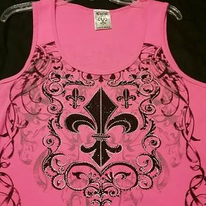 Women's beautiful bedazzled pink tank top!