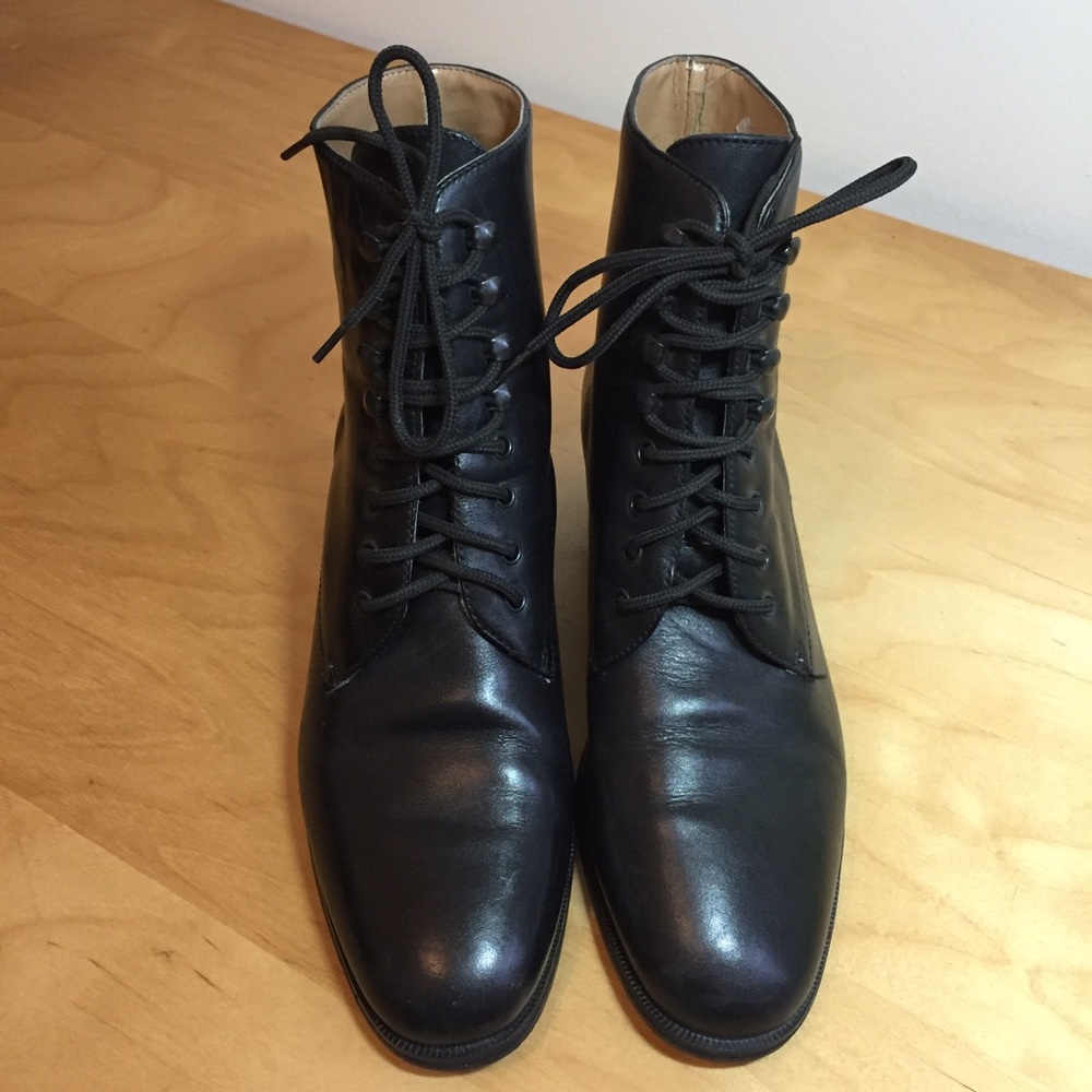 Black leather laced boots