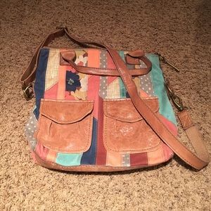 Fossil canvas/leather crossbody Purse