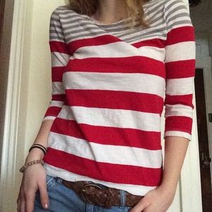 STRIPED 3/4 SLEEVE TSHIRT // BRAND UNKNOWN