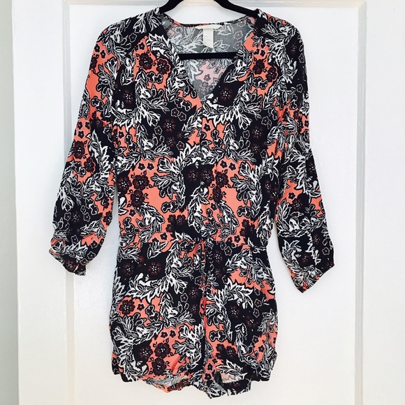H&M Long Sleeve Floral Romper Size 6 - Picture 1 of 2