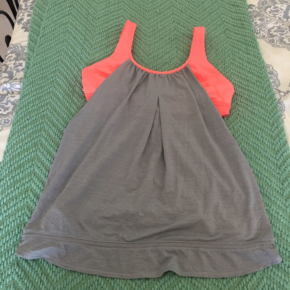 Peach and grey lululemon tank