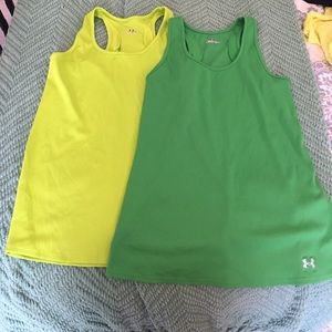 Lime and Kelly Green Under Armour Tanks