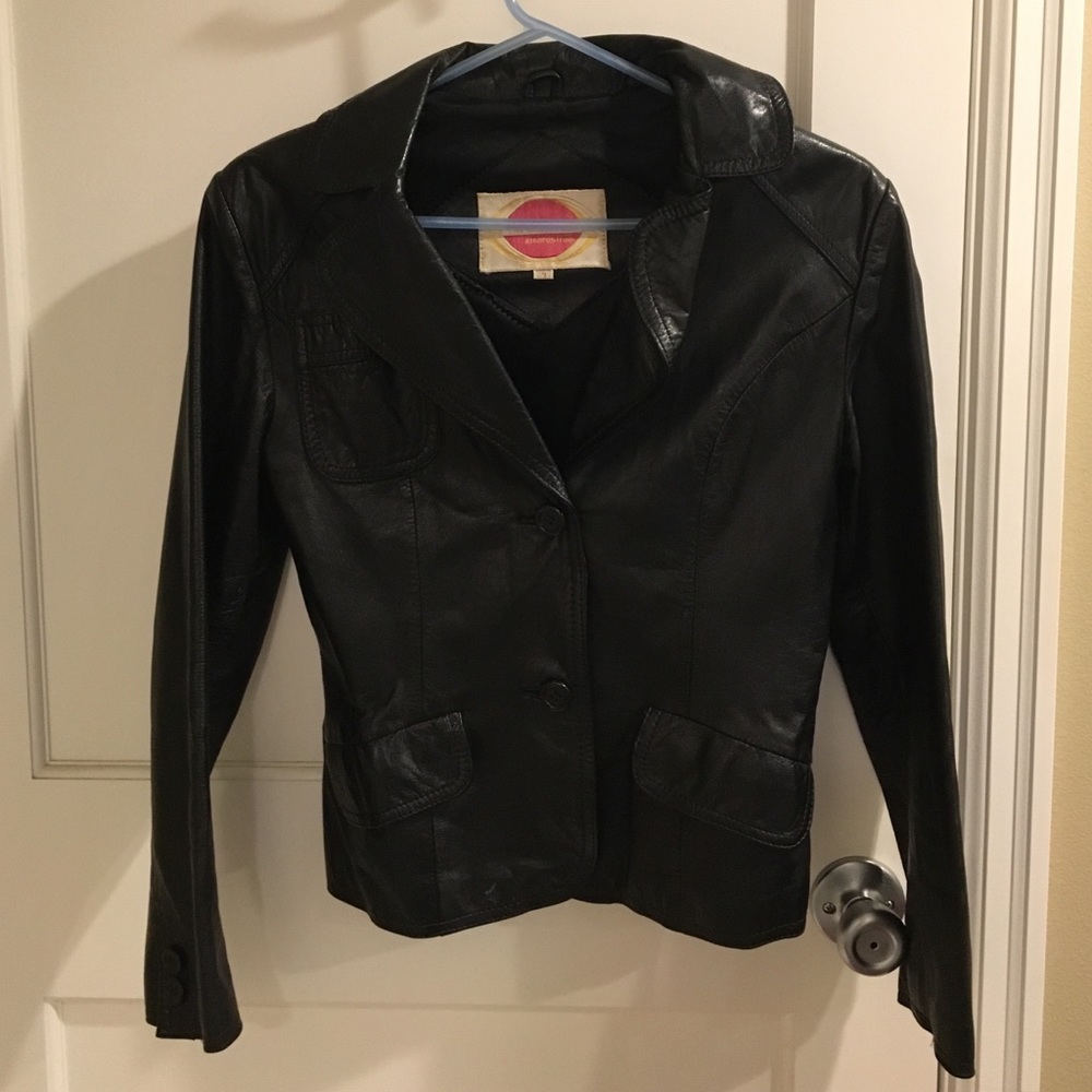 Black leather blazer